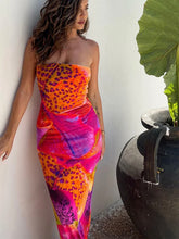 Multi colour maxi bandeau dress