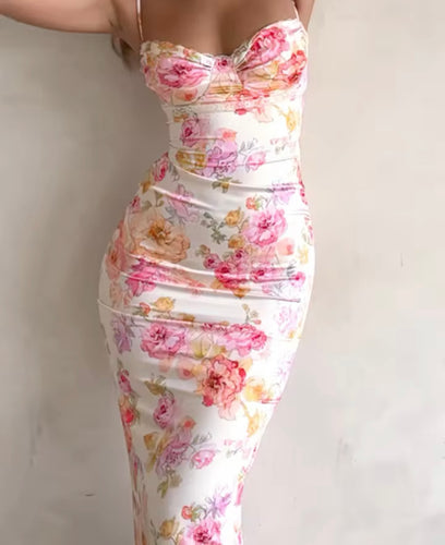 Flower print midi dress