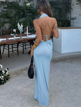 Blue cut out maxi dress