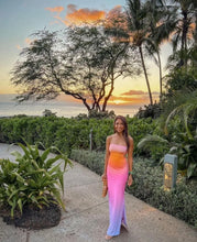 Ombre bandeau maxi dress