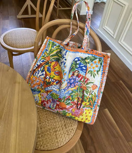 Colourful print tote bag