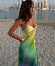 Multi colour satin maxi dress