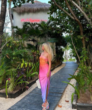 Ombre bandeau maxi dress