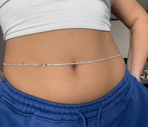 Small crystal pendant belly chain