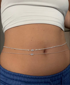 Small crystal evil eye belly chain