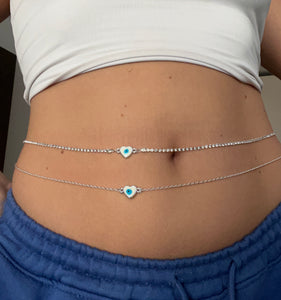 Evil eye heart belly chain