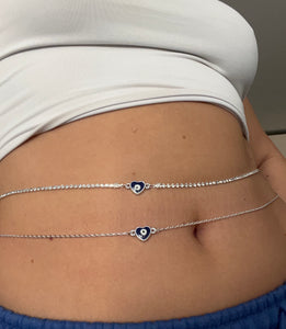 Evil eye heart belly chain