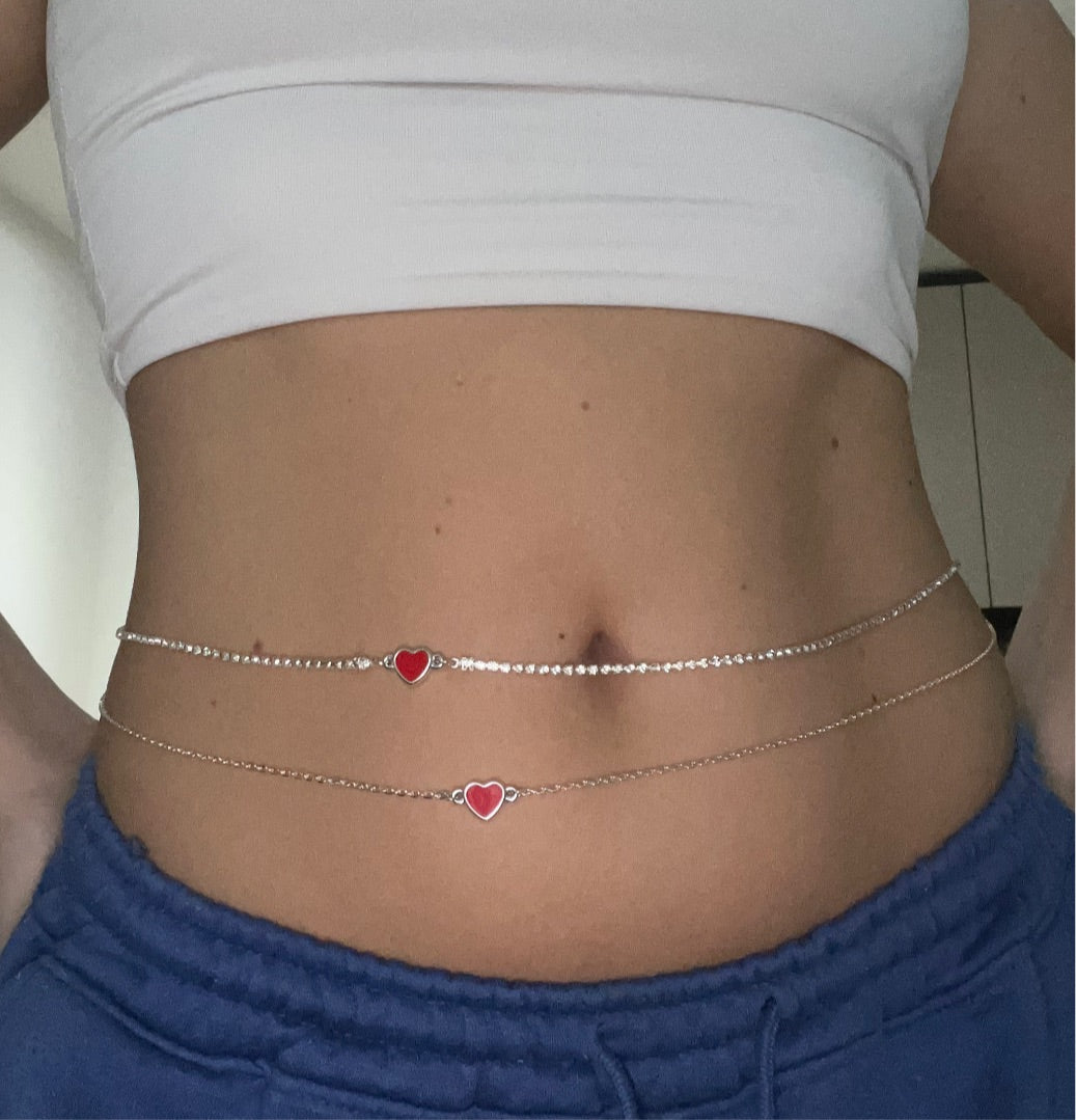 Red heart belly chain