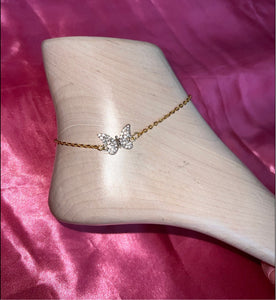 Crystal butterfly anklet