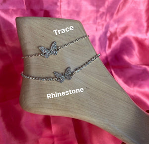 Crystal butterfly anklet