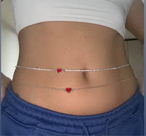 Red heart belly chain