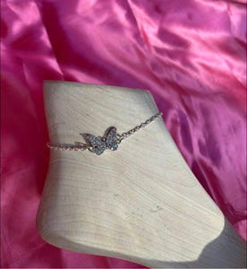 Crystal butterfly anklet