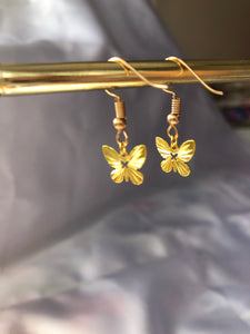 Gold butterfly earrings