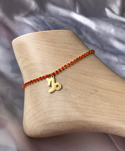 Rhinestone zodiac sign pendant anklet