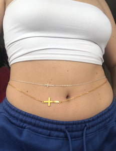 Cross belly chain