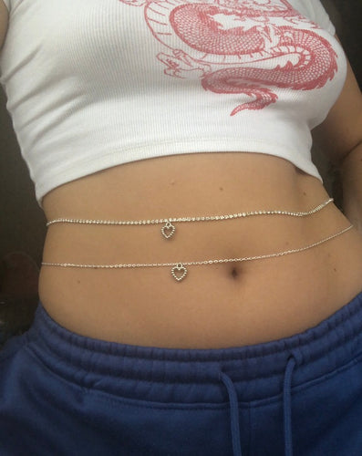 Silver heart belly chain