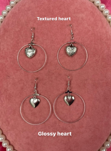 Silver heart hoops