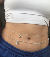 Silver letter belly chain