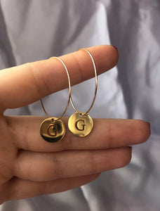 Circle letter pendant hoops