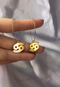 Zodiac sign pendant hoops