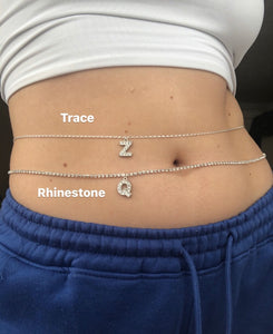 Silver letter belly chain