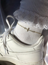 Silver gem cross anklet
