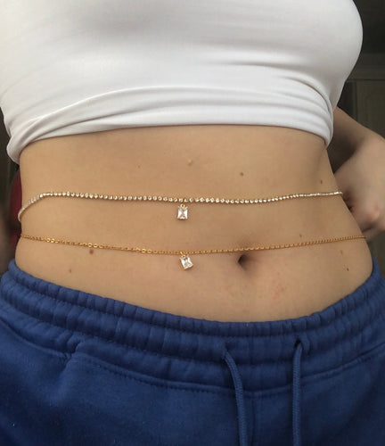 Cz pendant belly chain