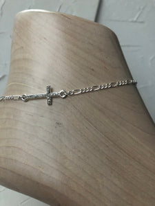 Silver gem cross anklet - Icegoldbyvee