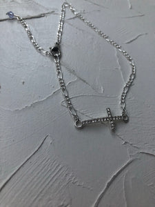 Silver gem cross anklet - Icegoldbyvee