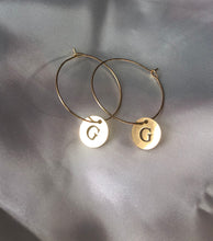 Circle letter pendant hoops