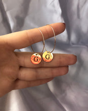 Circle letter pendant hoops