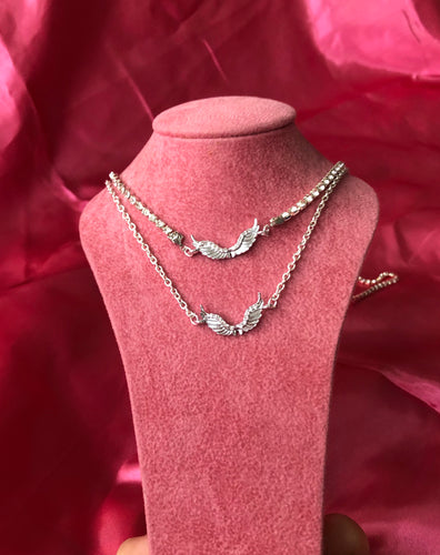 Crystal wing pendant necklace