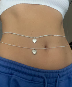 Silver heart belly chain