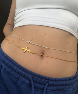 Cross belly chain