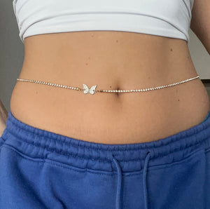 Crystal butterfly belly chain