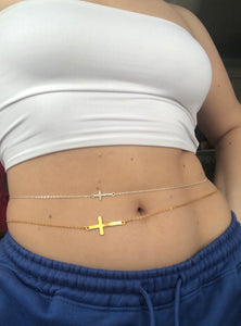 Cross belly chain