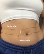 Dollar sign/music note pendant belly chain