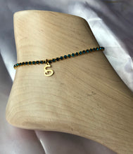 Rhinestone charm letter anklet