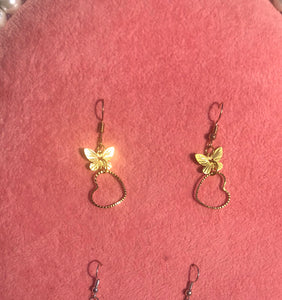 Butterfly heart earrings