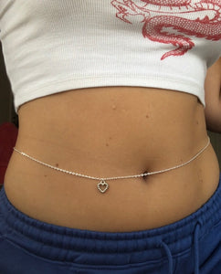 Silver heart belly chain