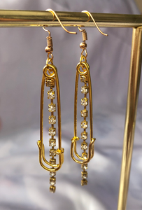 Gold bling pin earrings