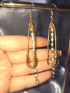 Gold bling pin earrings