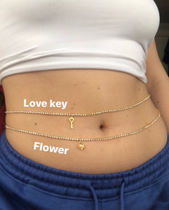 Flower/ Love key belly chain