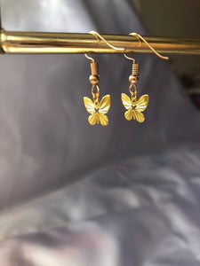 Gold butterfly earrings