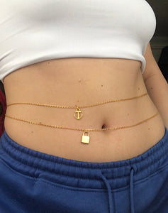 Anchor/Lock pendant belly chain