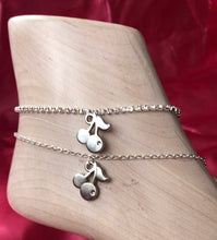 Silver cherry pendant anklet