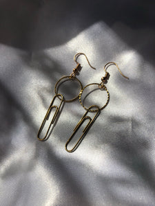 Paper clip circle earrings