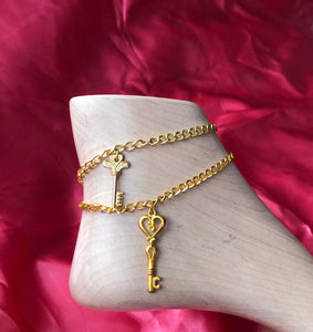 Gold key anklet