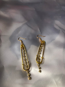 Gold bling pin earrings