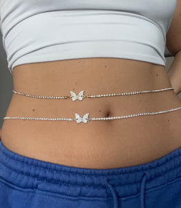 Crystal butterfly belly chain